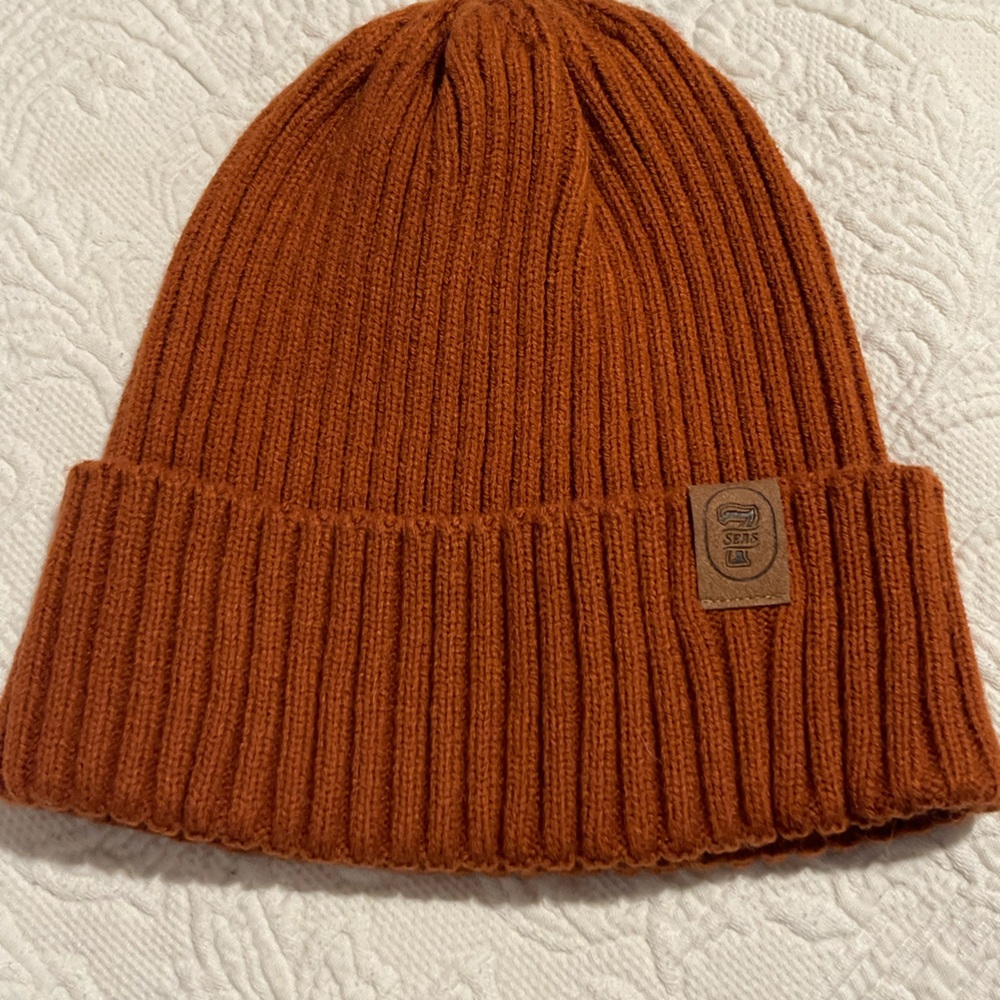 Rust Ribbed Knit Beanie